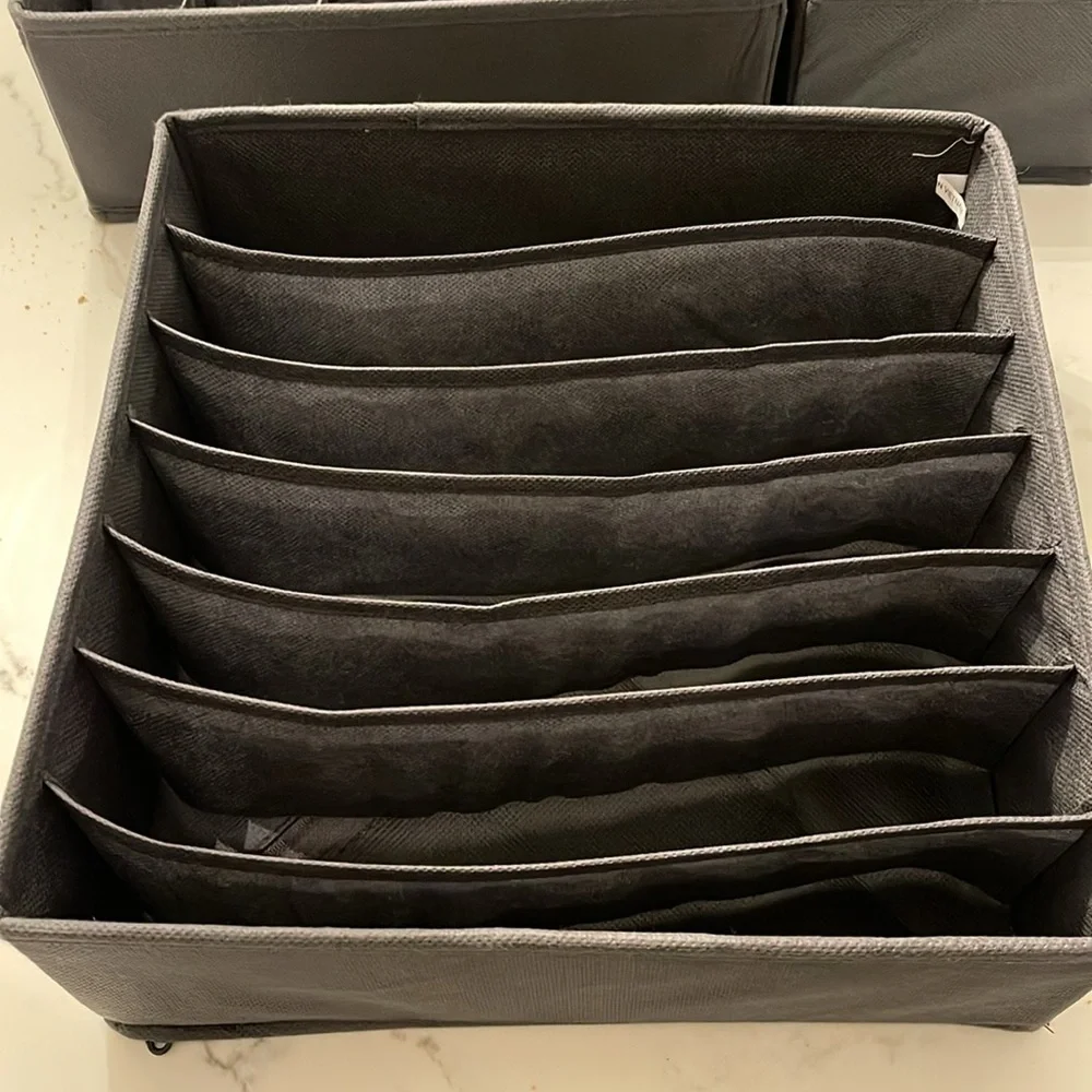 Set of 8 charcoal grey drawer organizers